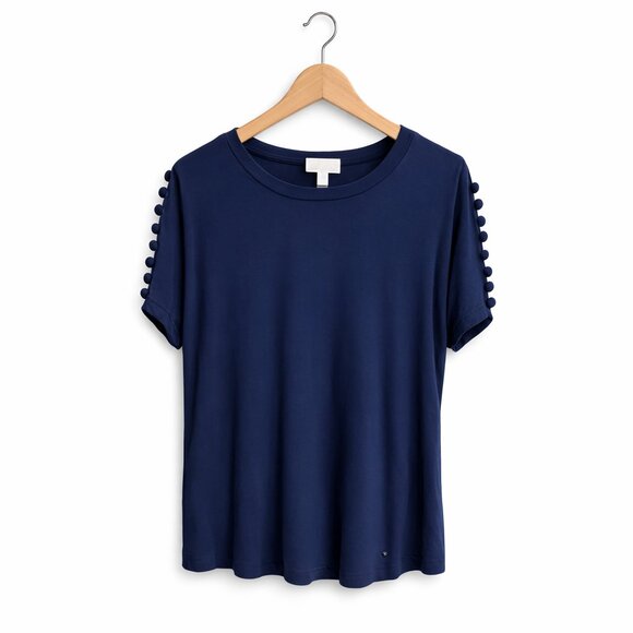 MICHAEL KORS | Navy Blue Short Sleeve Top – Women’s Medium - Picture 7 of 7